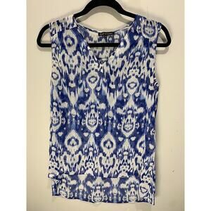Violet & Claire Womens Blue & White Sleeveless Top Size S